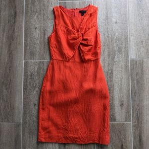 J. Crew Drape Knot Orange Irish Linen Sleeveless Dress